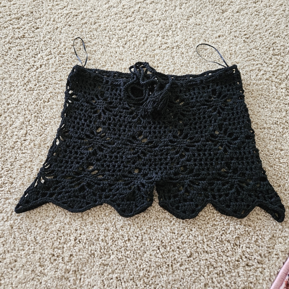Black Crochet Shorts